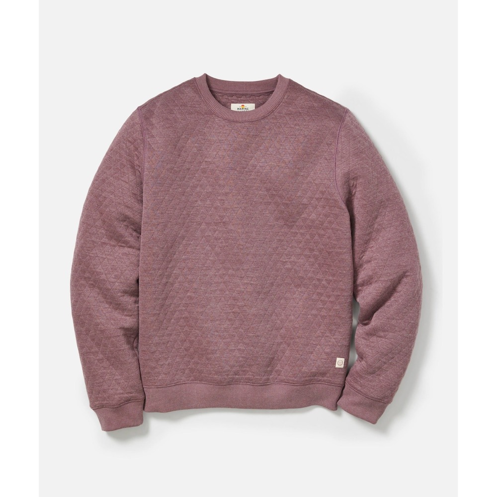Marine Layer Corbet Quilted Crewneck Plum Steel Medium‎ New With Tags